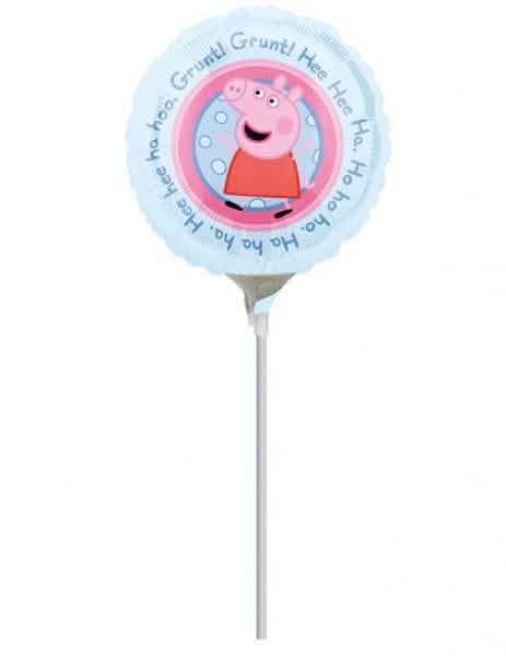Ballon aluminium Peppa Pig pour enfant bleu et rose sur tige