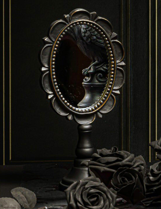 Petit miroir à poser en résine noir 12,3 x 7,3 x 25,5 cm
