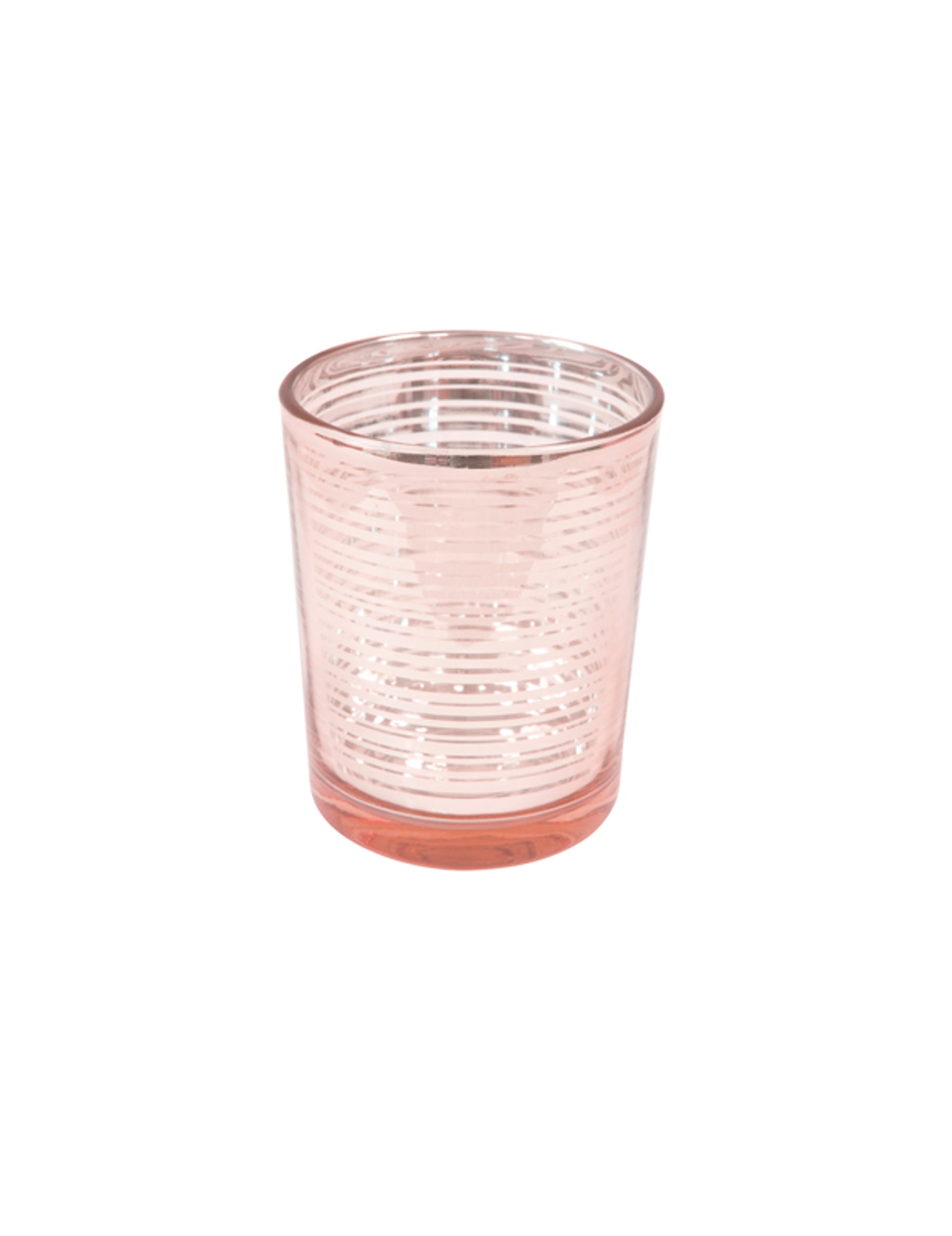 Photophore en verre à rayures rose gold