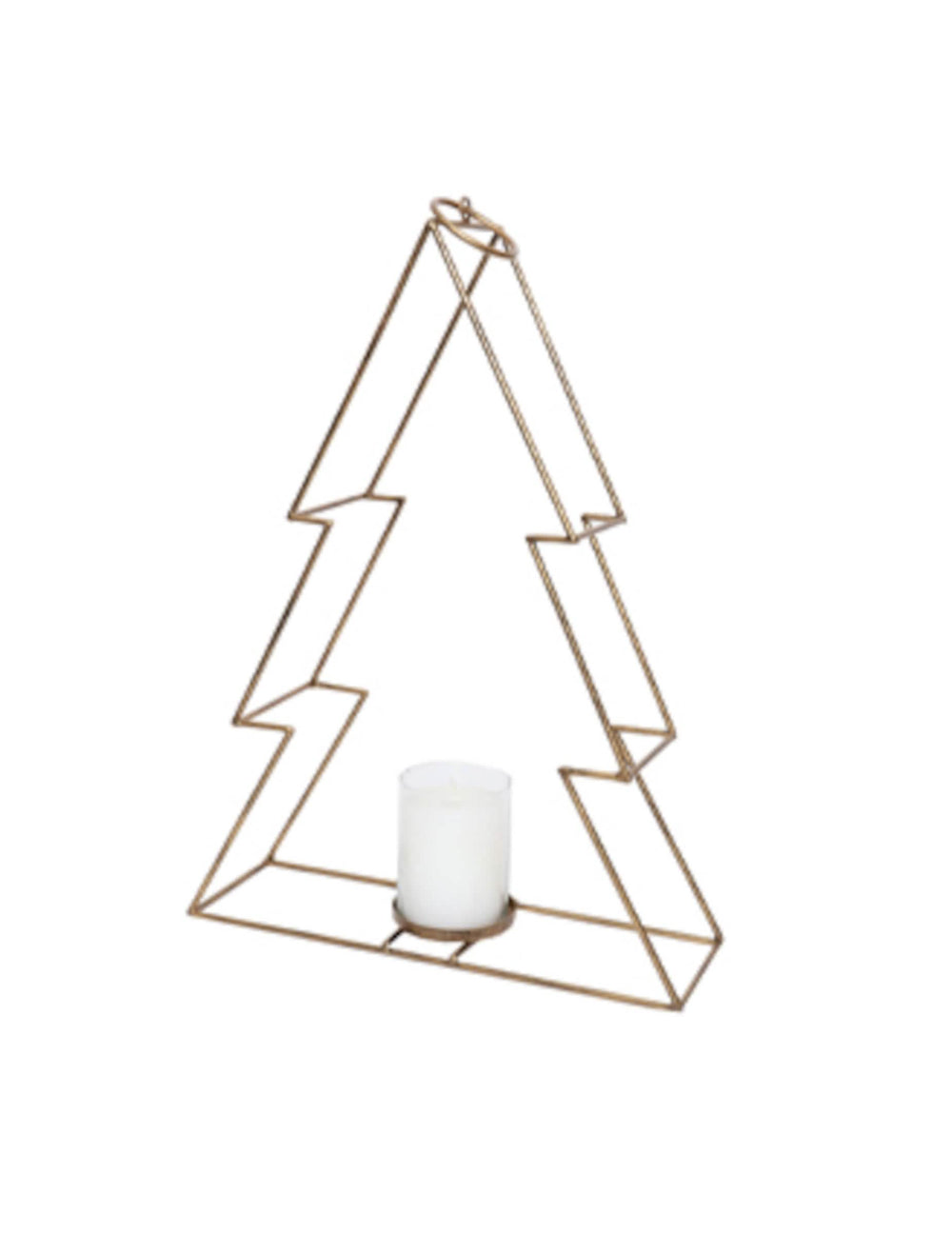 Photophore sapin pour déco chic en métal doré