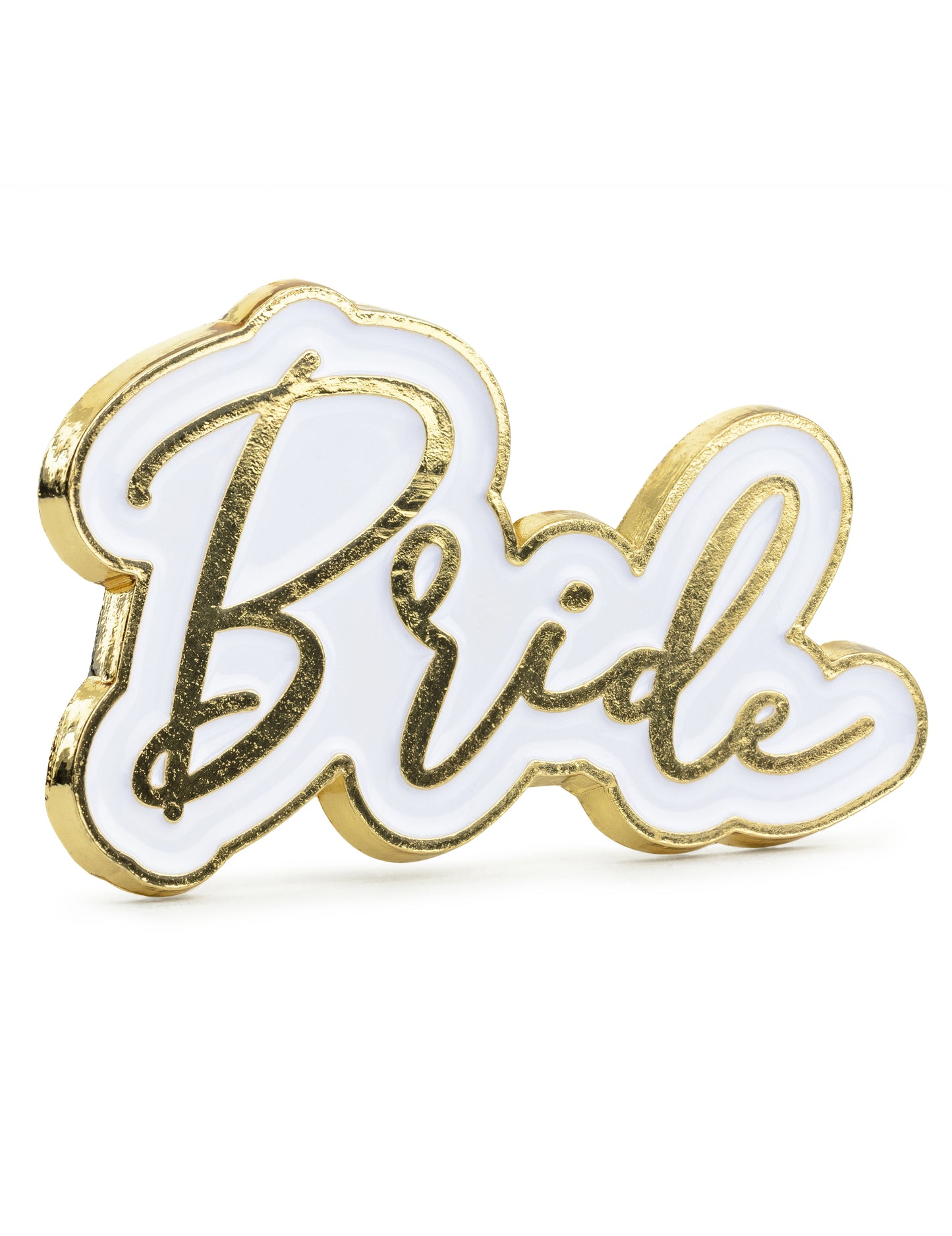 Pin's bride pour evjf blanc et doré en métal