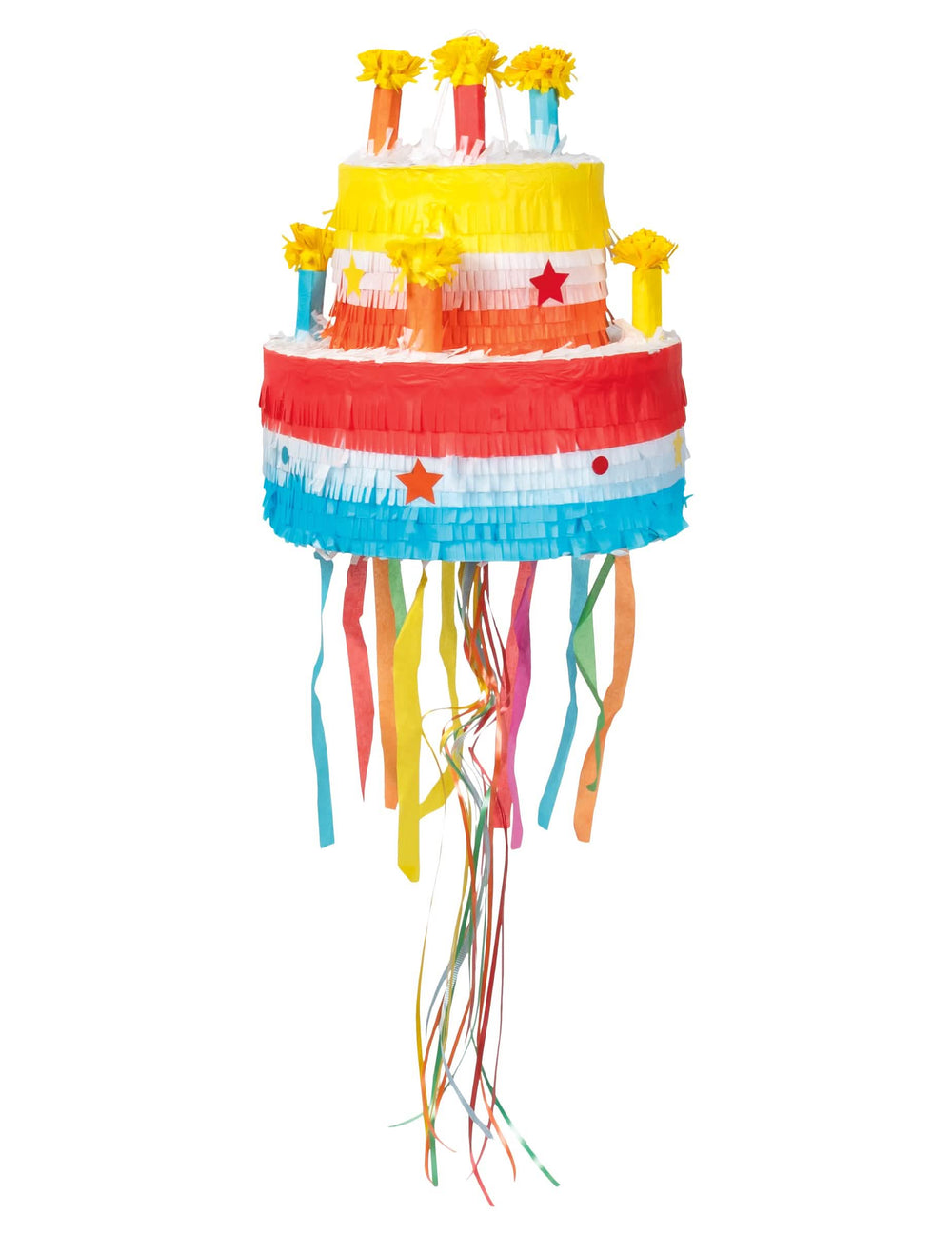 Piñata verjaardagstaart voor kinderen multicolor met kaarsjes en linten