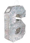 Piñata chiffre 6 holographique argent à garnir