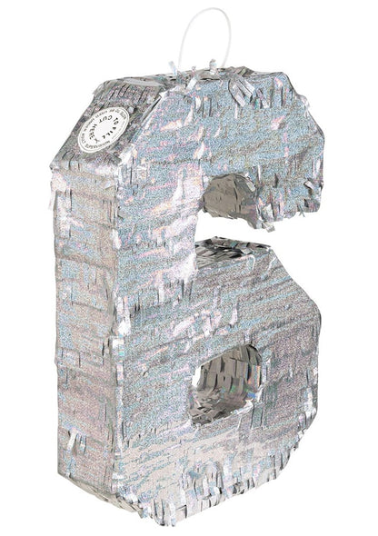 Piñata chiffre 6 holographique argent à garnir