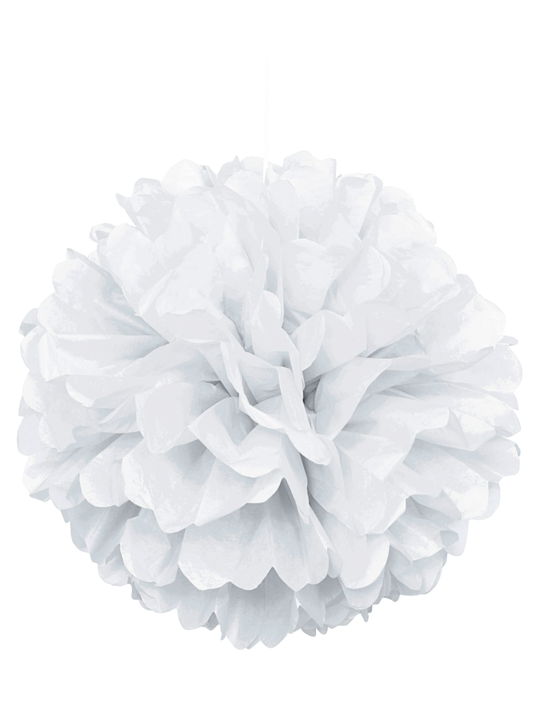 Pompon en papier pour décoration blanc à suspendre