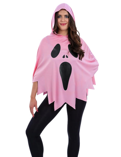 Roze spookponcho voor volwassenen