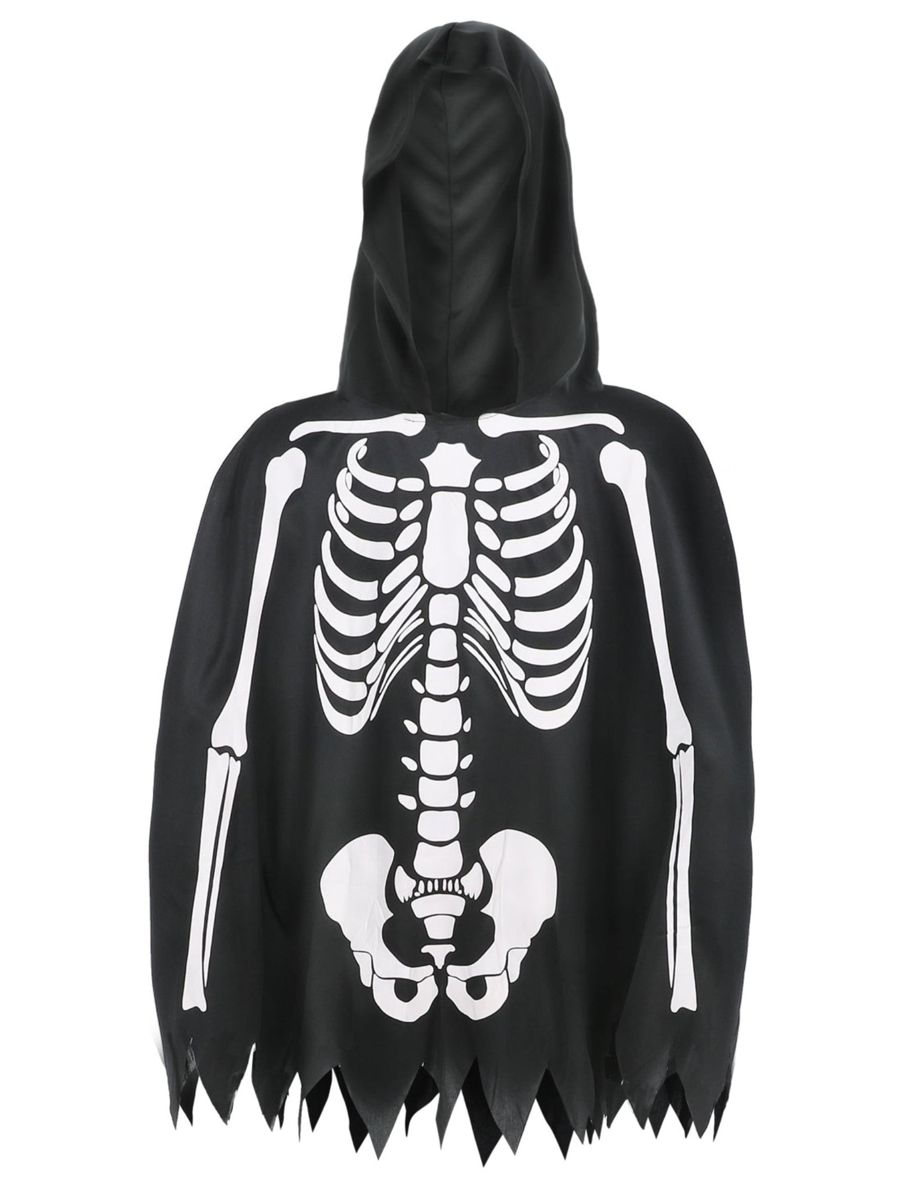 Détail de l'imprimé du poncho squelette pour adulte