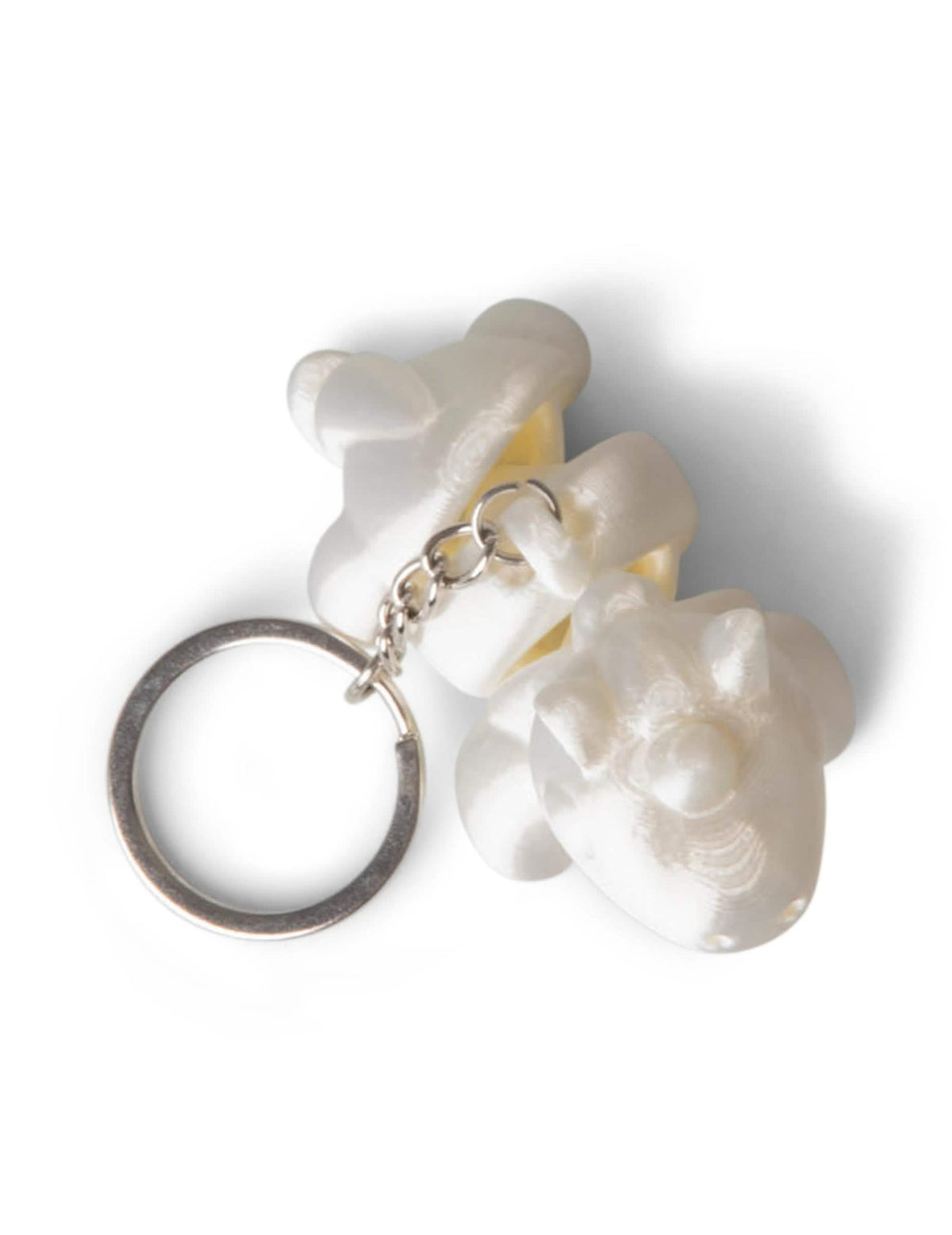 Figurine de dragon blanc nacré du porte-clés petits animaux colorés et articulés