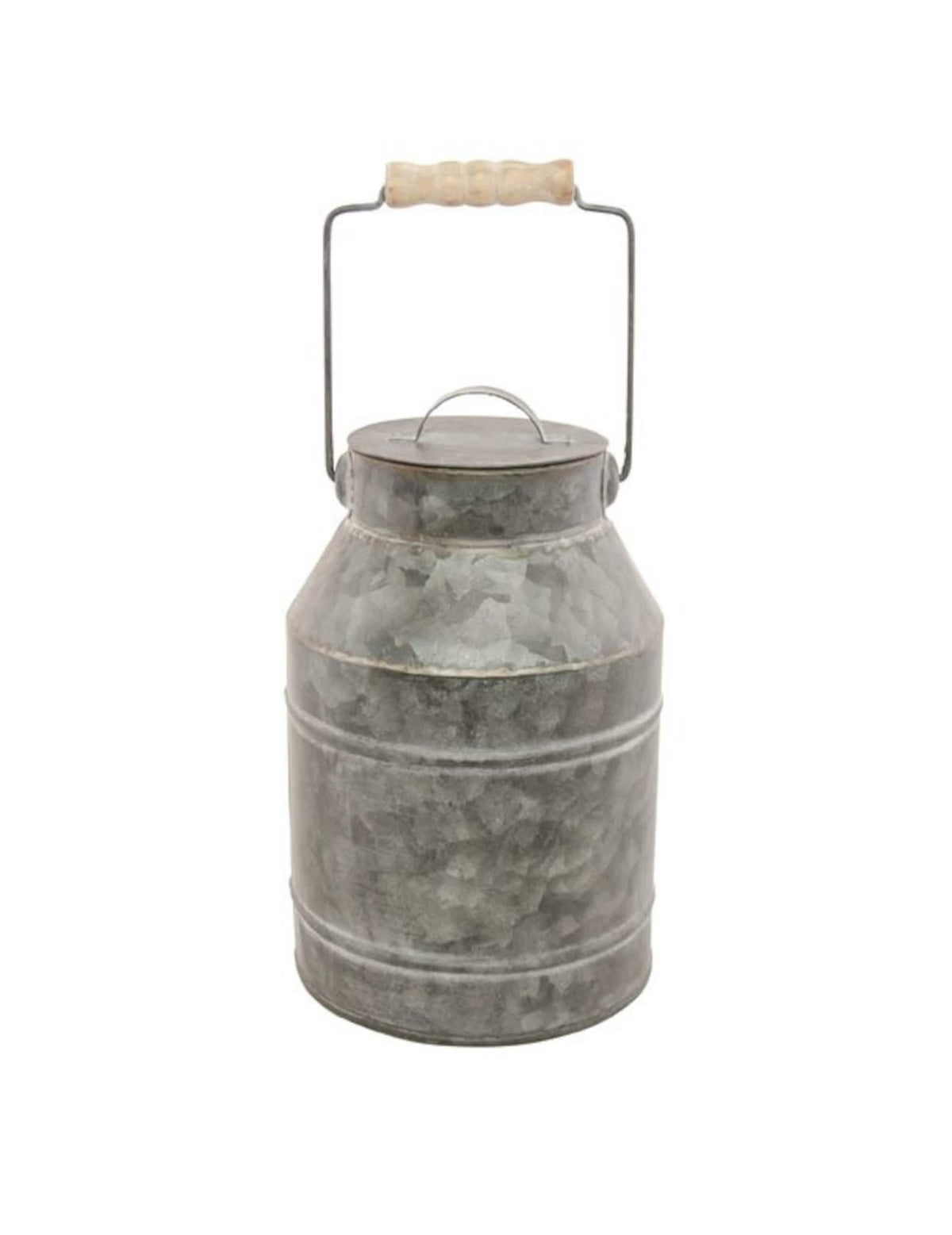 Pot à lait vintage champêtre pour décoration en zinc avec couvercle