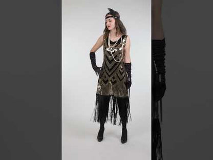 Déguisement Charleston noir et doré à sequins luxe femme