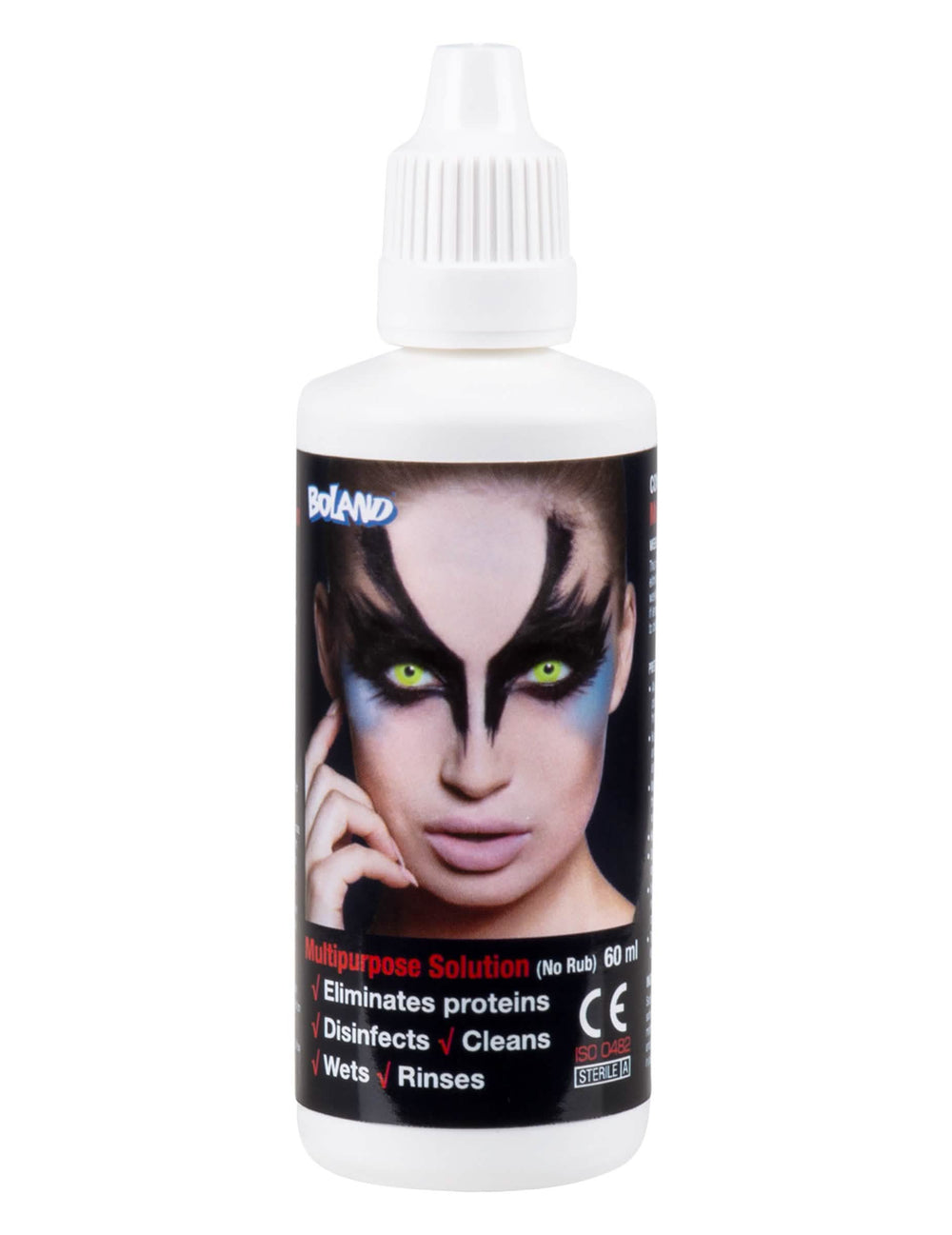 Vue du flacon du produit pour lentilles de contact pour adulte
