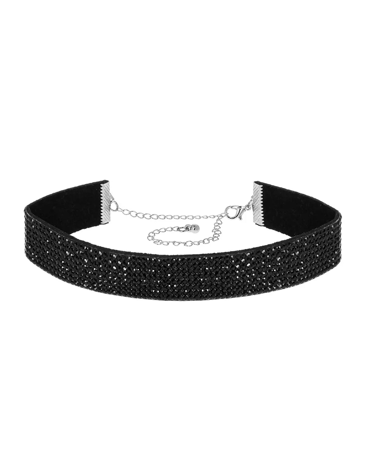 Zwarte choker met strass volwassenen