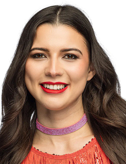 Roze choker met strass voor volwassenen
