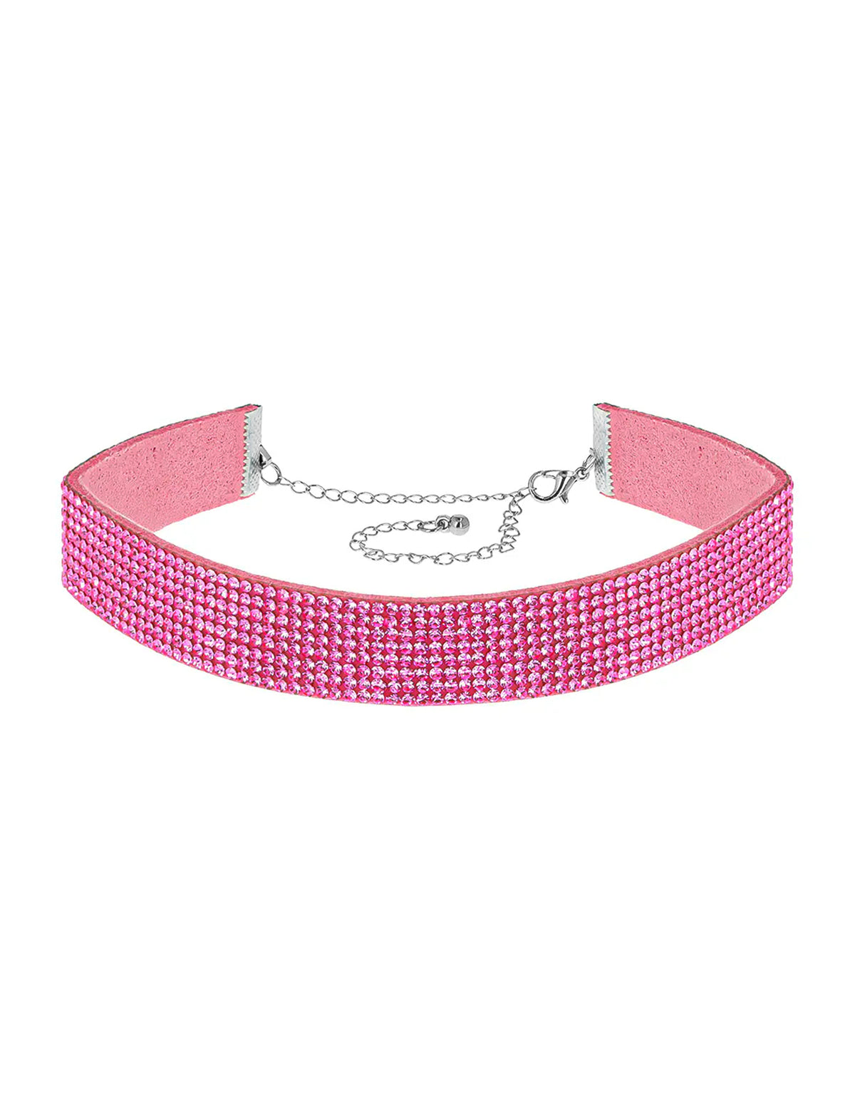 Roze choker met strass voor volwassenen