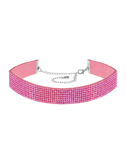 Roze choker met strass voor volwassenen