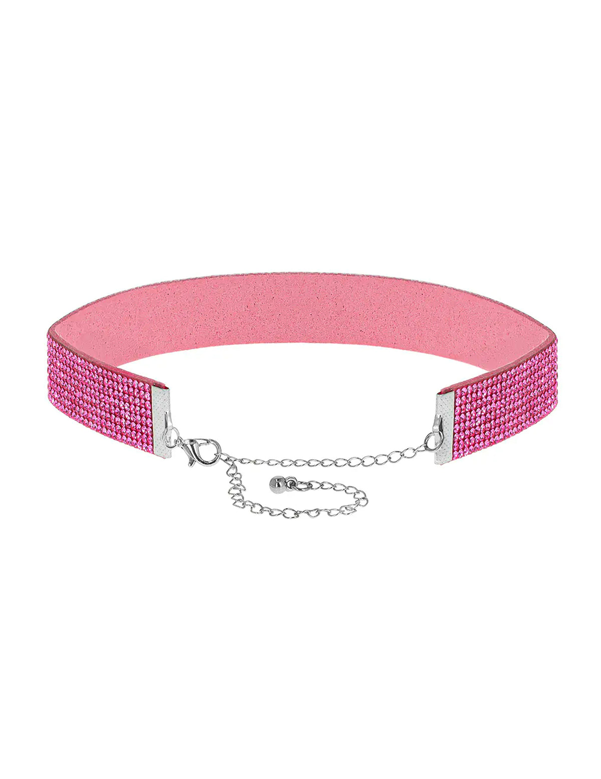 Roze choker met strass voor volwassenen