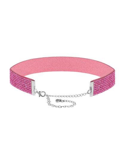 Roze choker met strass voor volwassenen