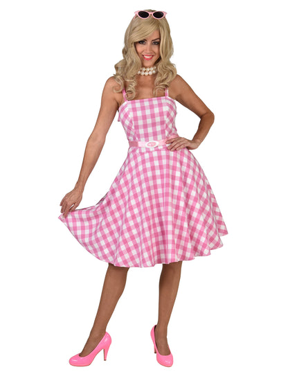 Robe poupée 50's vichy rose femme