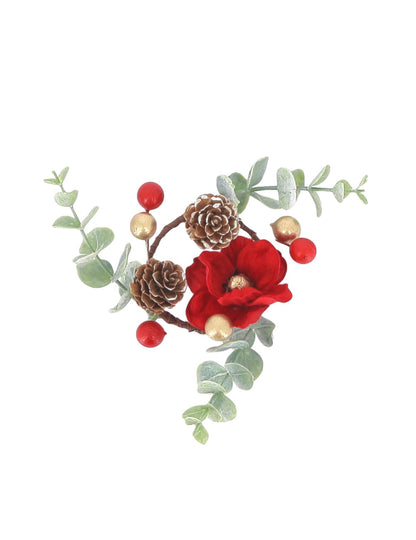 Servetring Elegantie fluweel rood groen en goud 13 cm