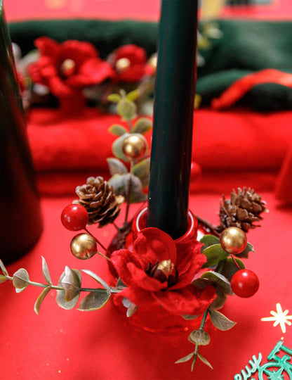Servetring Elegantie fluweel rood groen en goud 13 cm