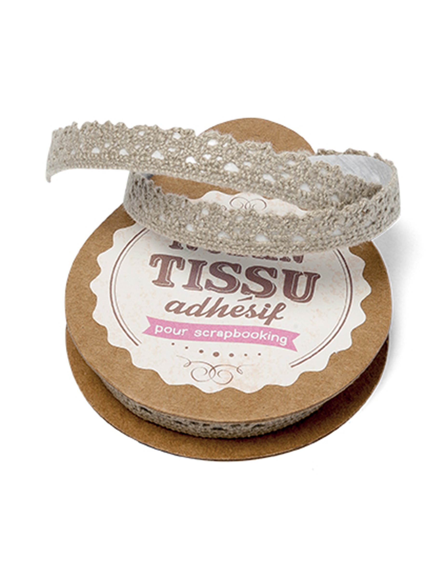 Ruban adhésif dentelle pour scrapbooking taupe