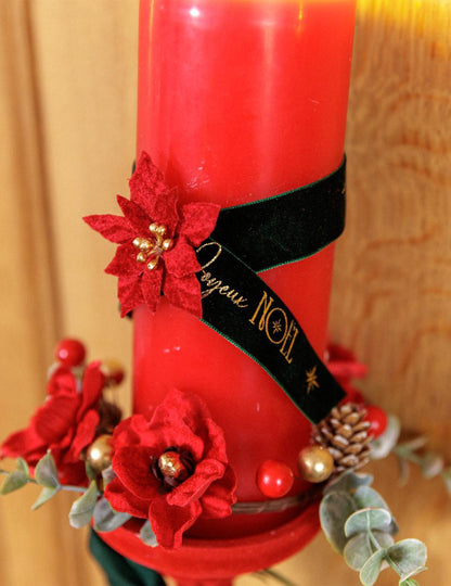 Lint Vrolijk Kerstfeest donkergroen fluweel en goud 2,5 cm x 3 m