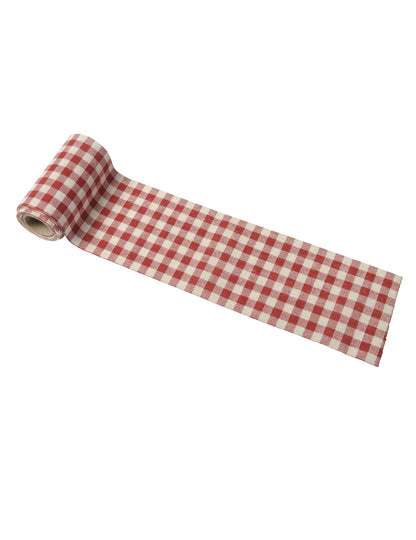 Gros plan sur le motif du ruban en lin vichy rétro style guinguette