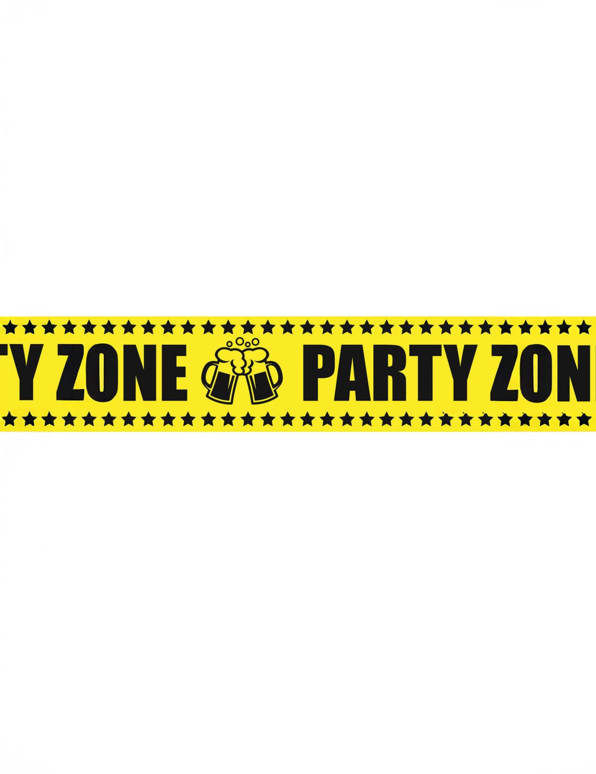 Détail du texte et des motifs du ruban Party Zone