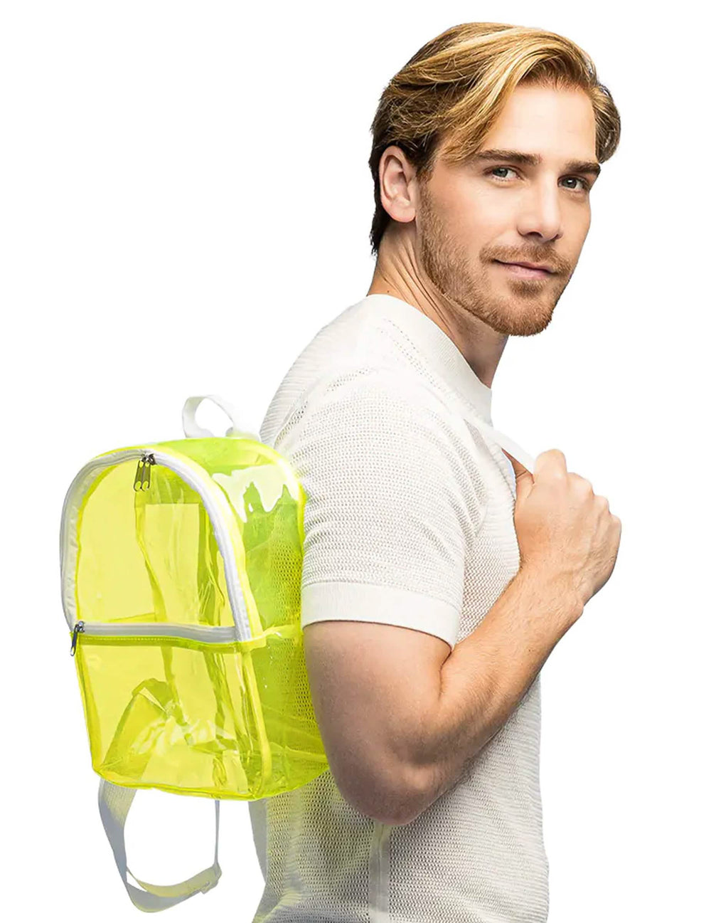 Sac à dos transparent pour adulte jaune fluo