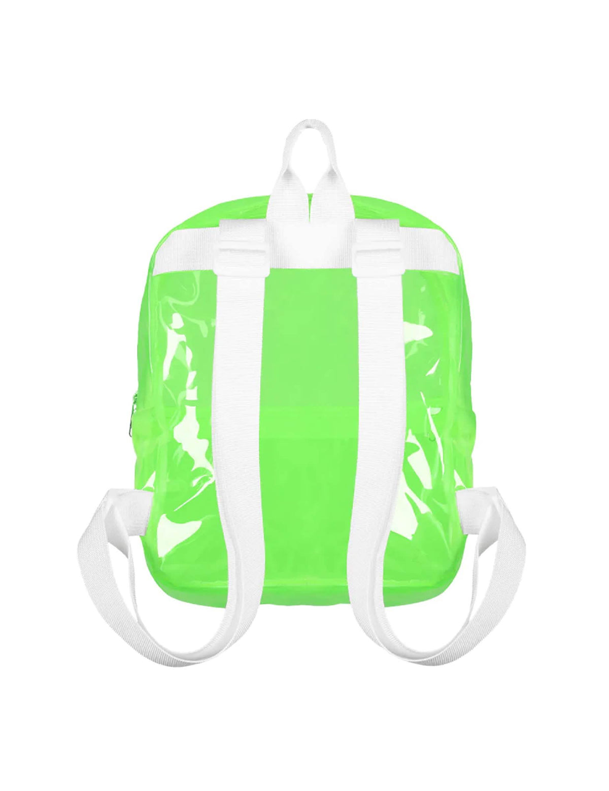 Vue de dos du sac à dos transparent vert fluo