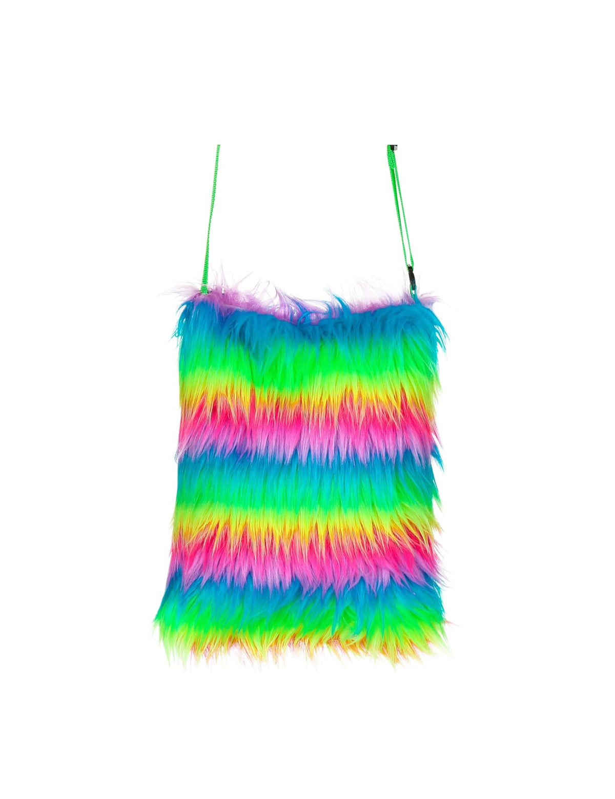 Sac en peluche multicolore pour adulte arc-en-ciel fluo à longs poils