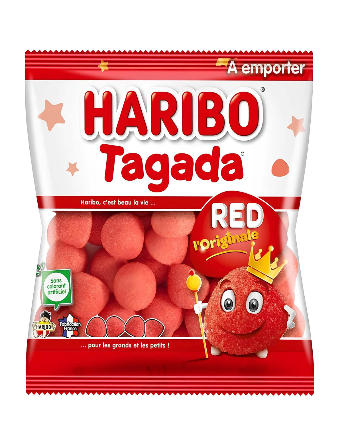 Sachet de bonbons Haribo fraises Tagada pour enfants et adultes rouge