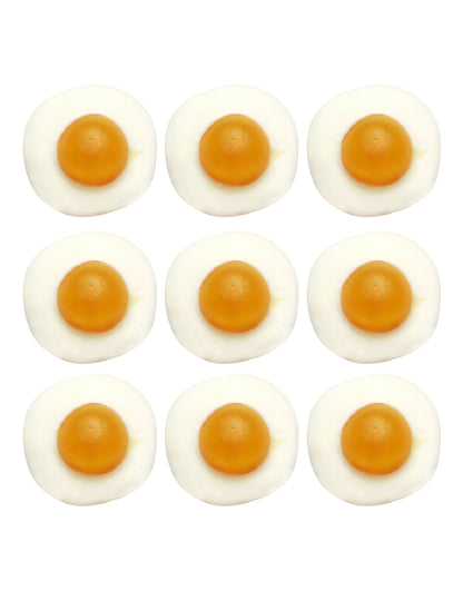 Vue détaillée des bonbons du sachet de bonbons Haribo Oeufs au plat