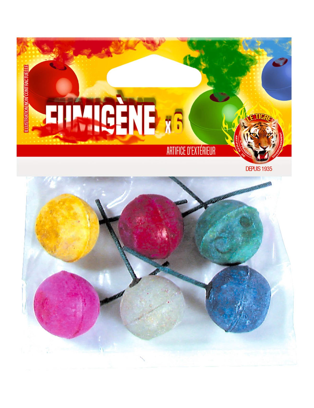 Sachet de 6 boules fumigènes artifice pour fête multicolores