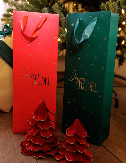 Kerstboom fluweel rood en goud 12 x 16 cm