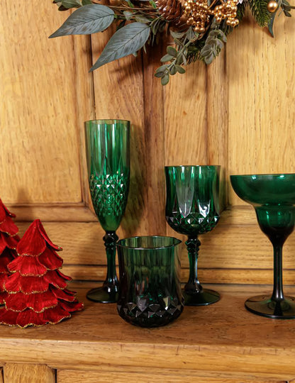Kerstboom fluweel rood en goud 12 x 16 cm