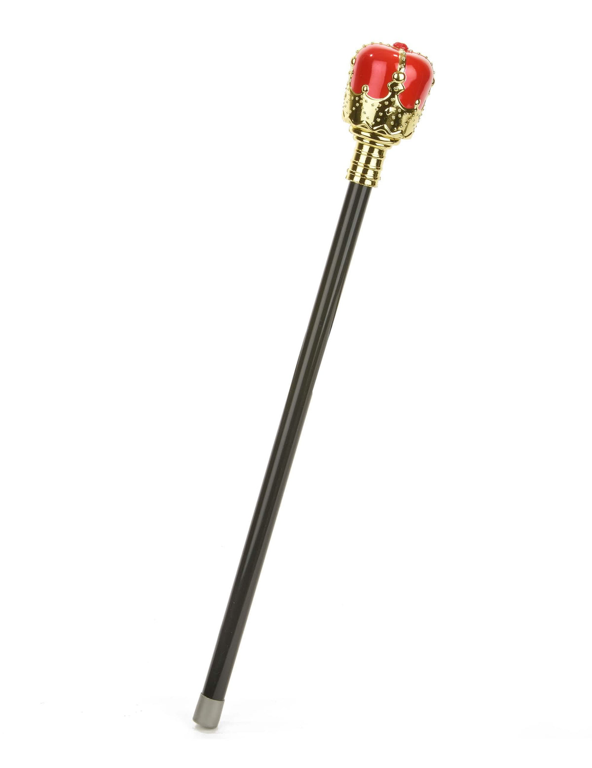 Sceptre royal pour adulte et enfant noir avec couronne rouge et dorée