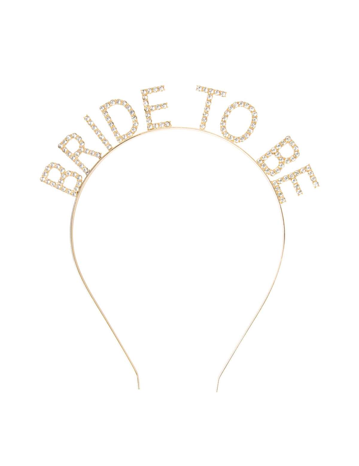Gros plan sur l'inscription en strass du Serre-tête Bride to be