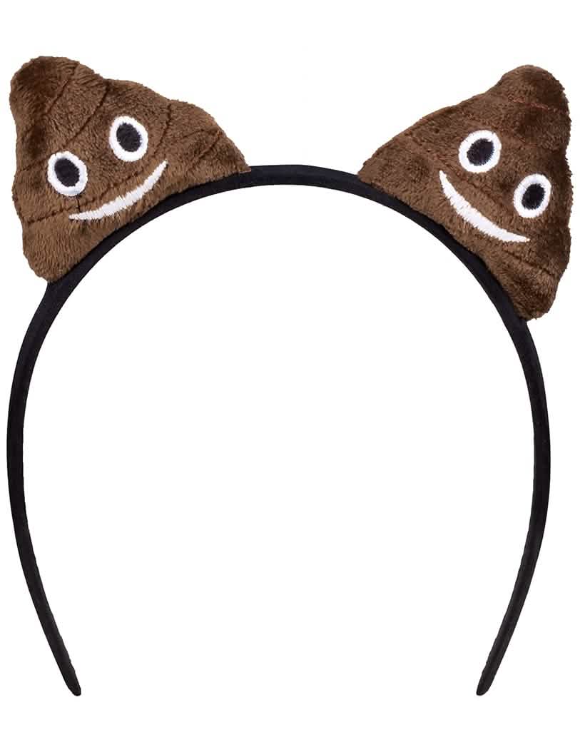 Hoofdband met poep voor volwassenen bruin met lachende pluchen figuurtjes