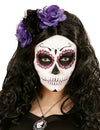 Serre-tête fleurs Dia de los muertos pour femme violettes et noires