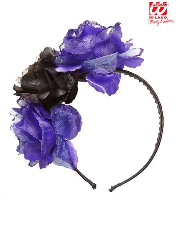 Zijaanzicht van de haarband met bloemen Dia de los muertos