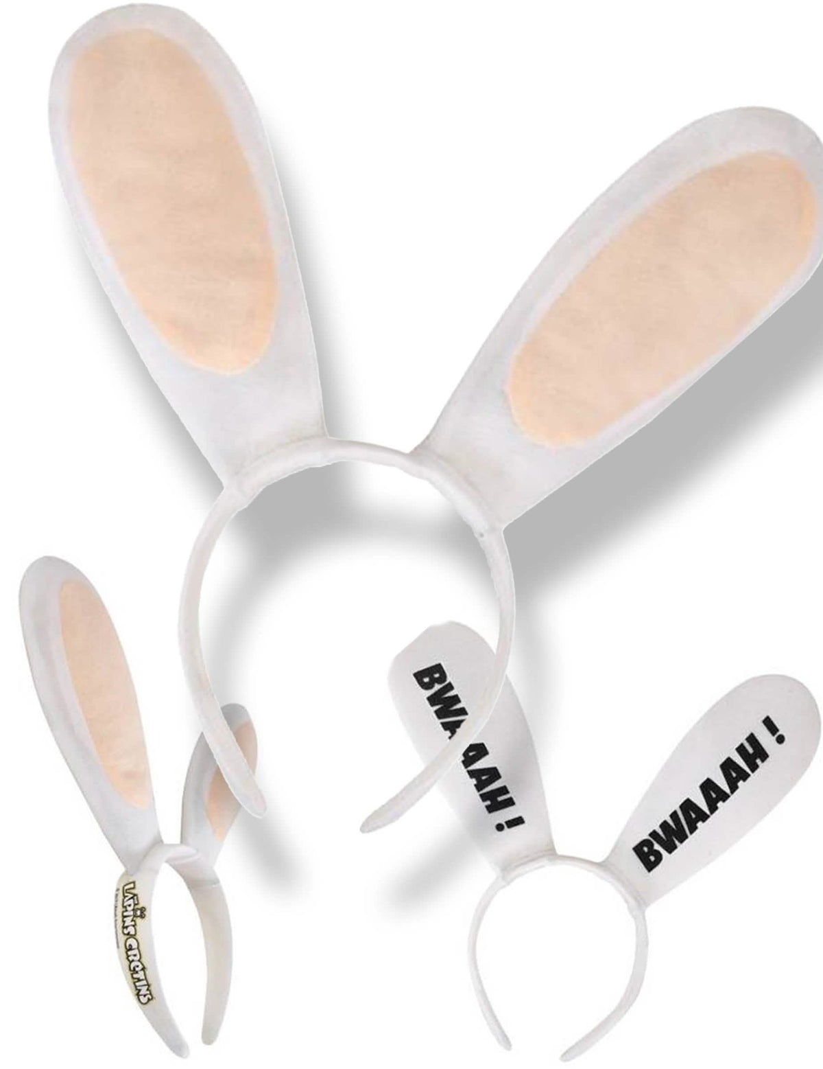 Serre-tête Lapins crétins pour adulte blanc et rose avec inscription Bwaaah