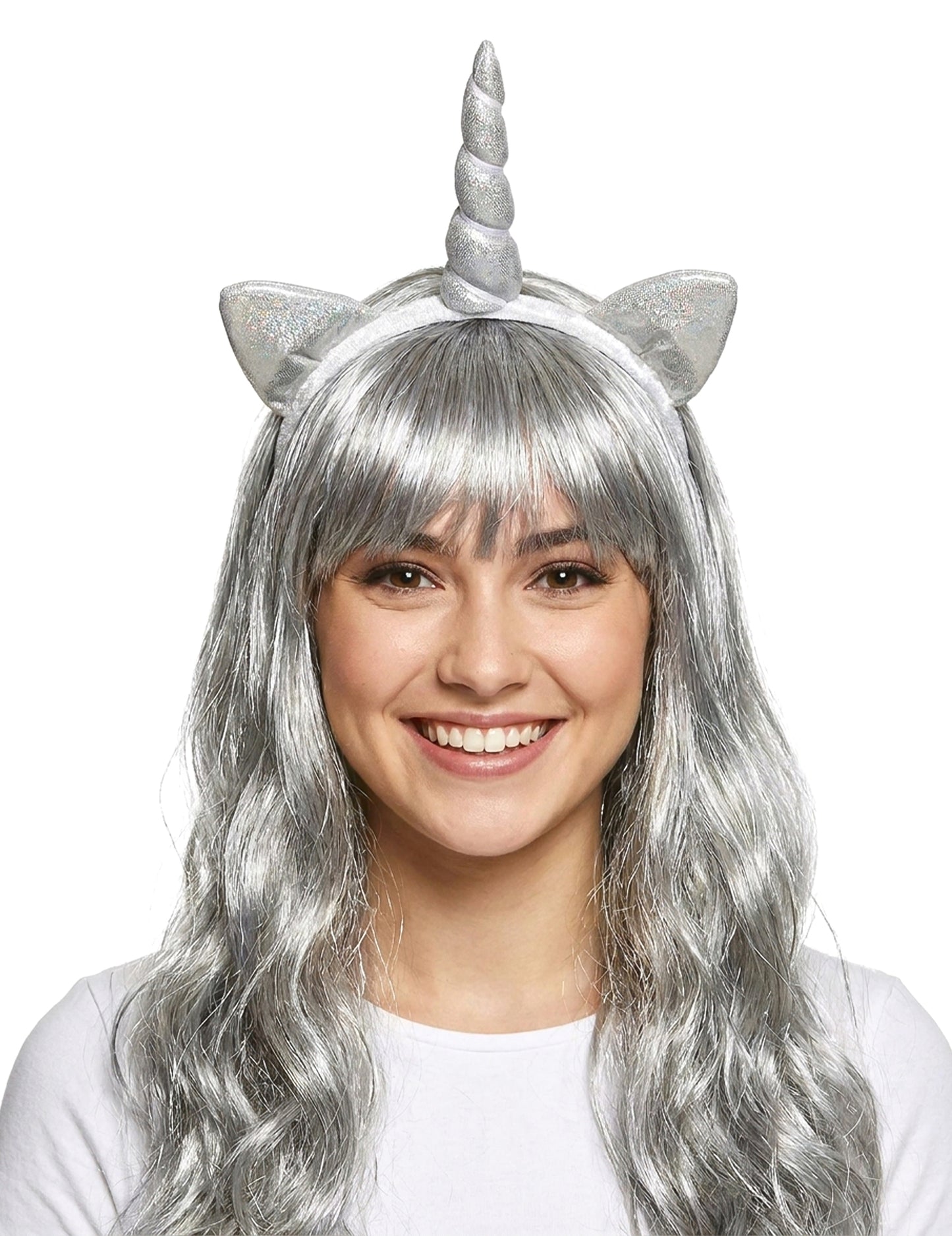 Serre-tête licorne argent avec oreilles adulte