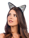 Kattenoren hoofdband met strass volwassenen