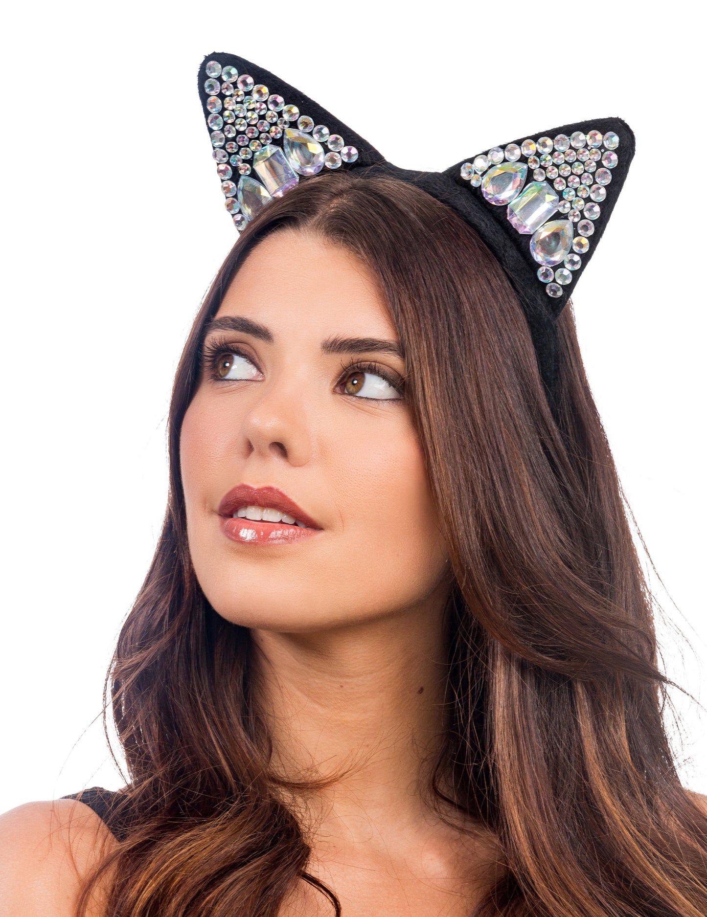 Kattenoren hoofdband met strass volwassenen