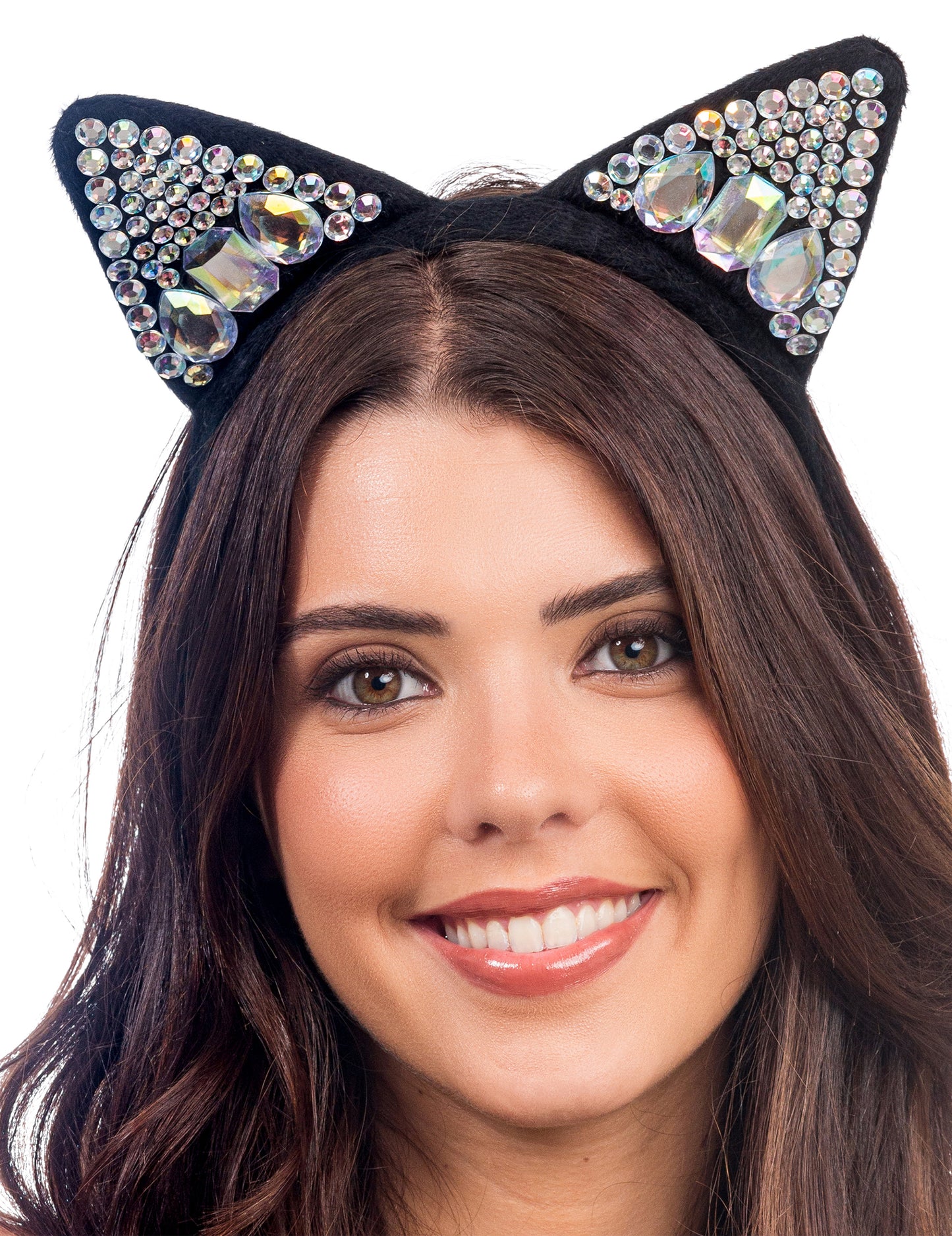 Kattenoren hoofdband met strass volwassenen