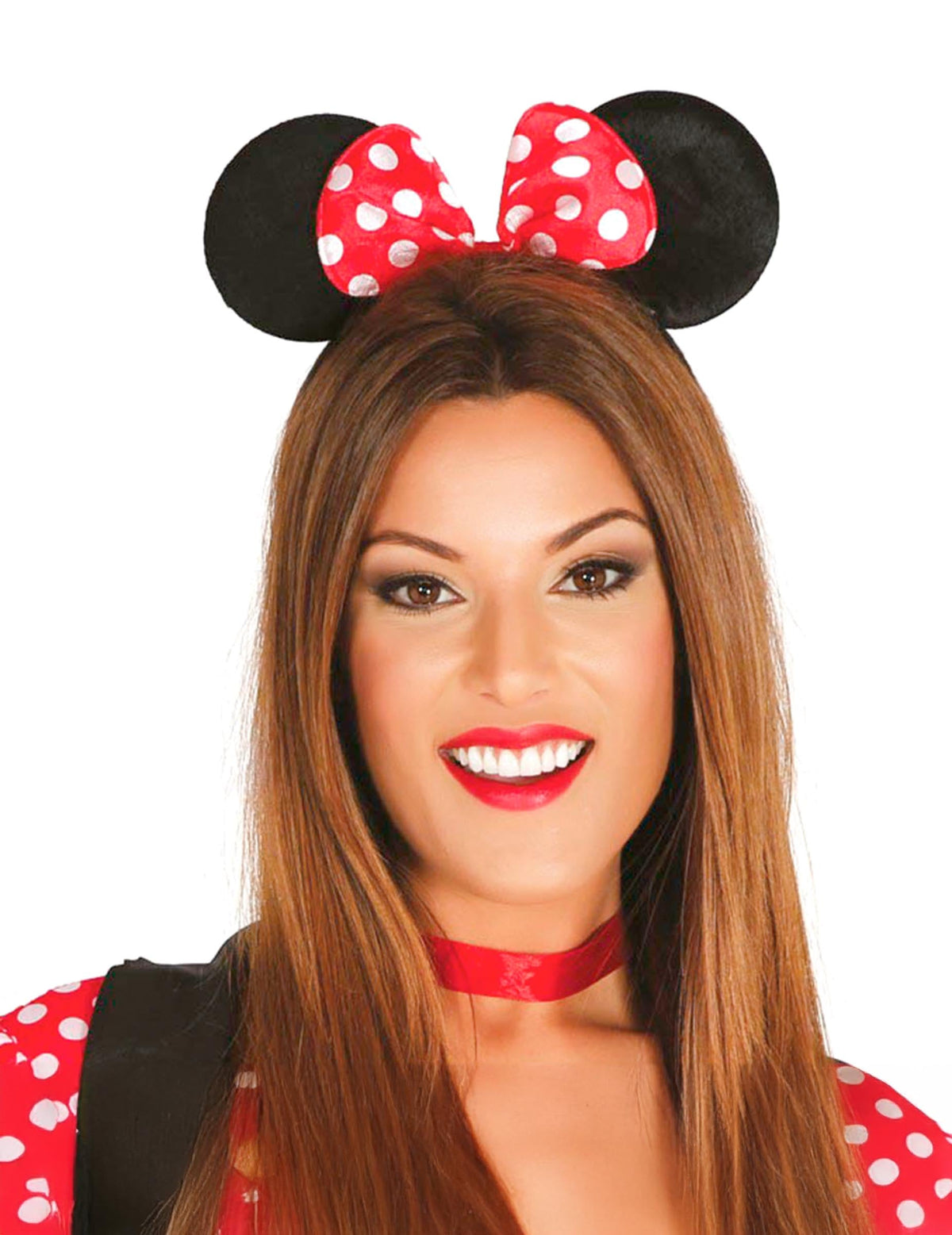 Serre-tête oreilles de souris avec noeud à pois femme
