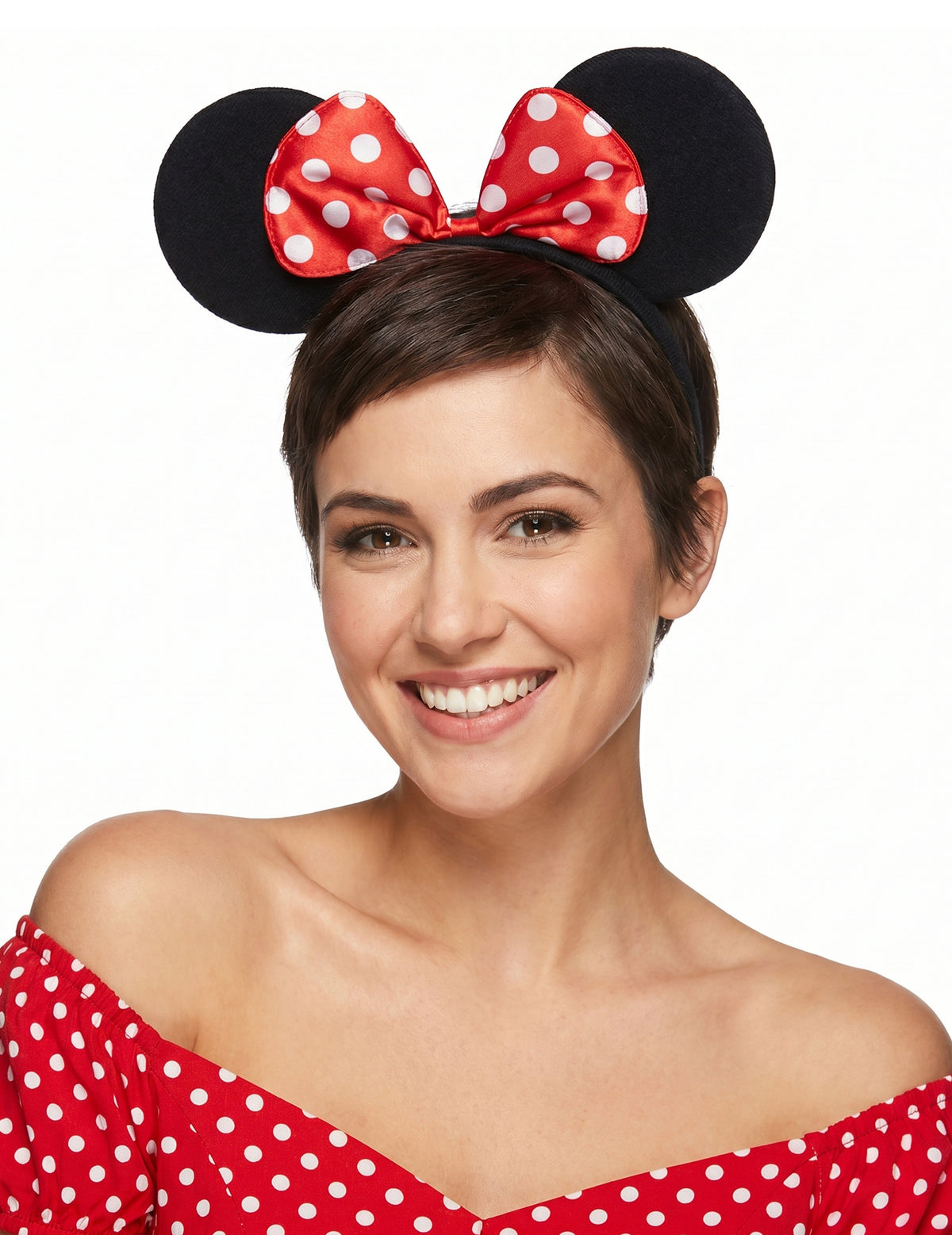 Serre-tête oreilles de souris avec noeud à pois femme