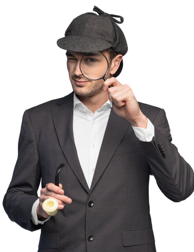 Set accessoires détective pour adulte avec casquette loupe et pipe