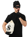 Set de déguisement cambrioleur pour adulte noir avec masque et sac de billets